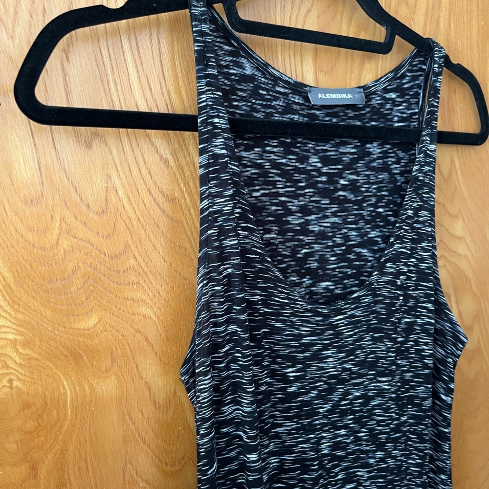 Sleeveless Black & Gray Maxi Dress with Mixed Stripes - Picture 3 of 8